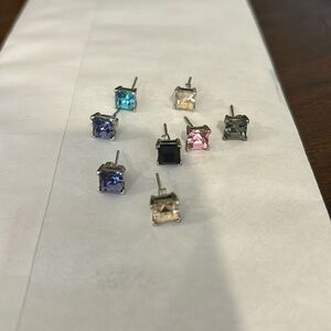 Bundle of crystal stud earrings
